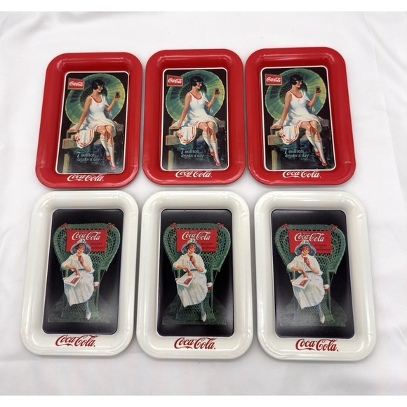 Coca-Cola Other - COCA-COLA MINI Metal Trays Soda Pop Fountain Drink Advertising Lot of 6